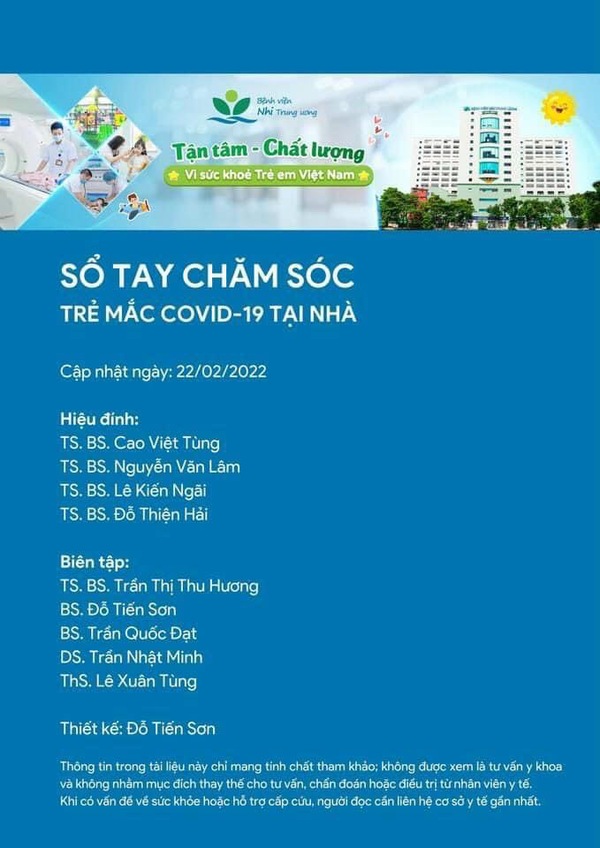 Sổ tay chăm sóc trẻ mắc covid 19 tại nhà.