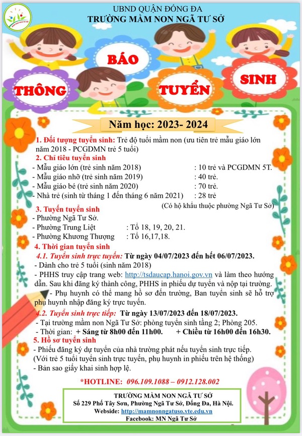 📣Thông báo tuyển sinh năm học 2023-2024☘️❤️